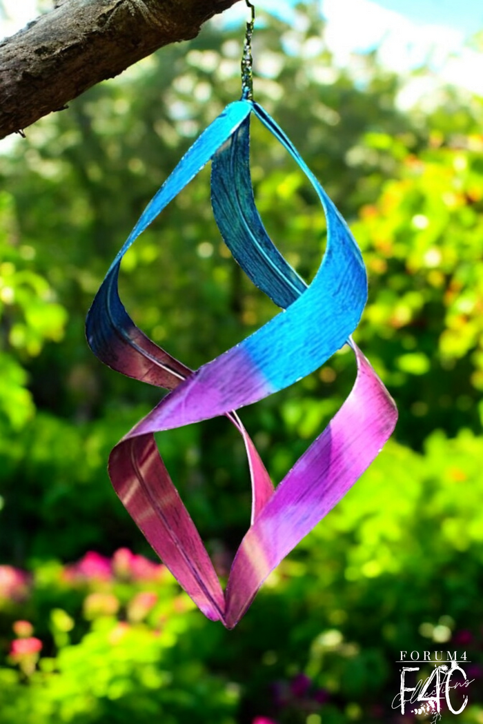 MYSTIC PURPLE BLUE SPIRAL HANGING WIND SPINNER