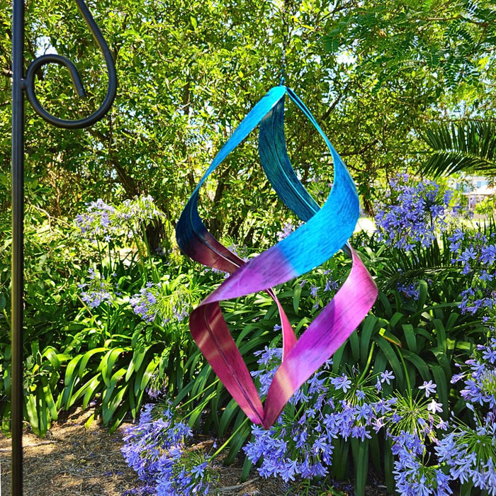 MYSTIC PURPLE BLUE SPIRAL HANGING WIND SPINNER