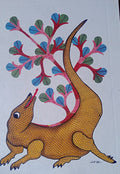 Mythical Lizard and Tree of Life - Gond Painting   Paintings