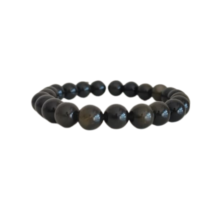 Natural Protective Obsidian Volcanic Glass Energy Beaded Bracelet   Fashion