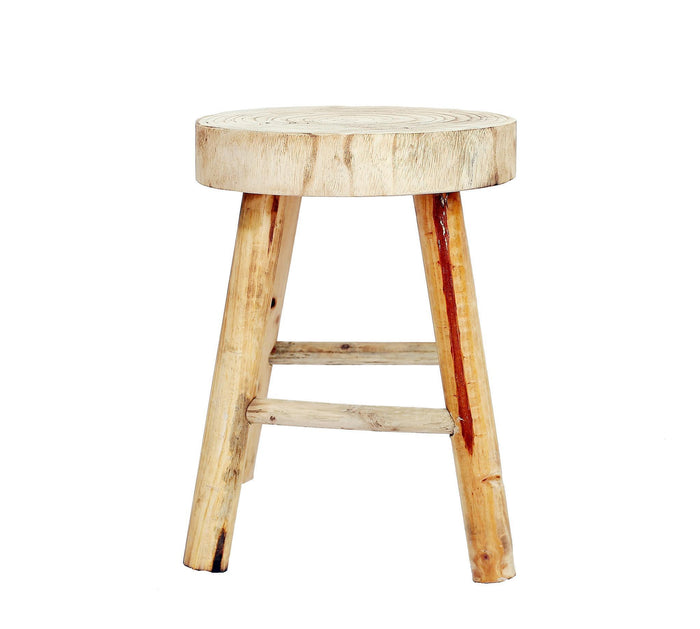 NATURAL WOOD MILKING SIDE TABLE STOOL
