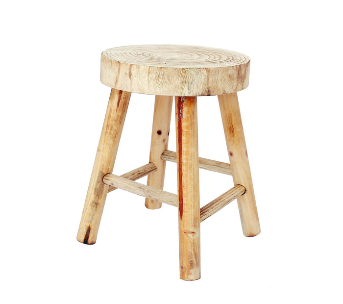 NATURAL WOOD MILKING SIDE TABLE STOOL
