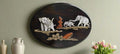 Nature’s Bond - Elephant Family in Oval Rosewood Inlay   Inlay Art