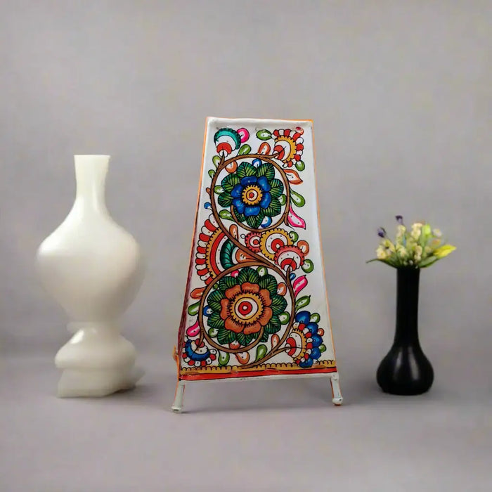 Nature’s Harmony – Floral Leather Hand Painting | Bed Lamp   Leather Paintings