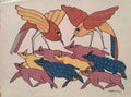 Nature's Harmony Birds and Running Deer - Gond Painting   Paintings