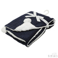 NAVY CABLE KNIT WRAP W/POM POM : FBP188-N - Kidswholesale.co.uk