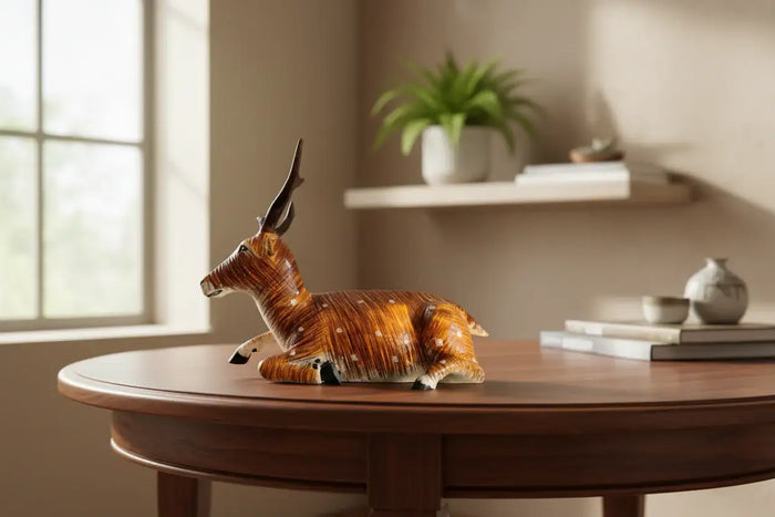 Handcrafted Nirmal lacquered deer wooden toy Telangana