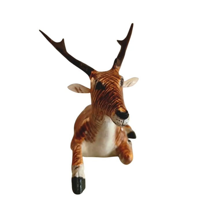 Artisan-made Nirmal lacquered deer folk wooden art
