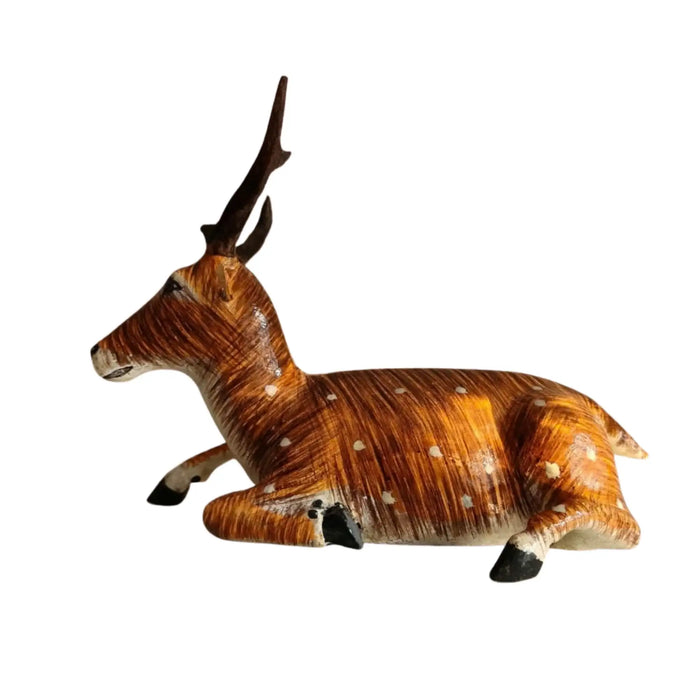 Hand-painted Nirmal lacquered deer traditional wooden decor