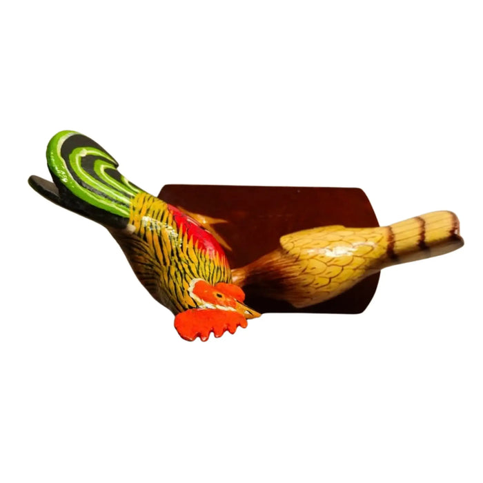 Traditional Indian folk art Nirmal rooster and hen toy set