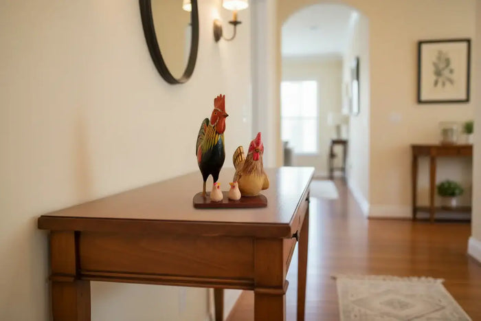Nirmal Rooster Family Toy made of wood.