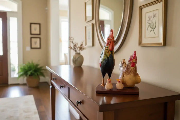 Nirmal Rooster Family Toy made of wood.