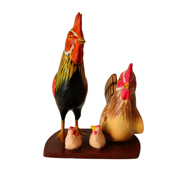 Nirmal Rooster Family Toy crafted from wood.
