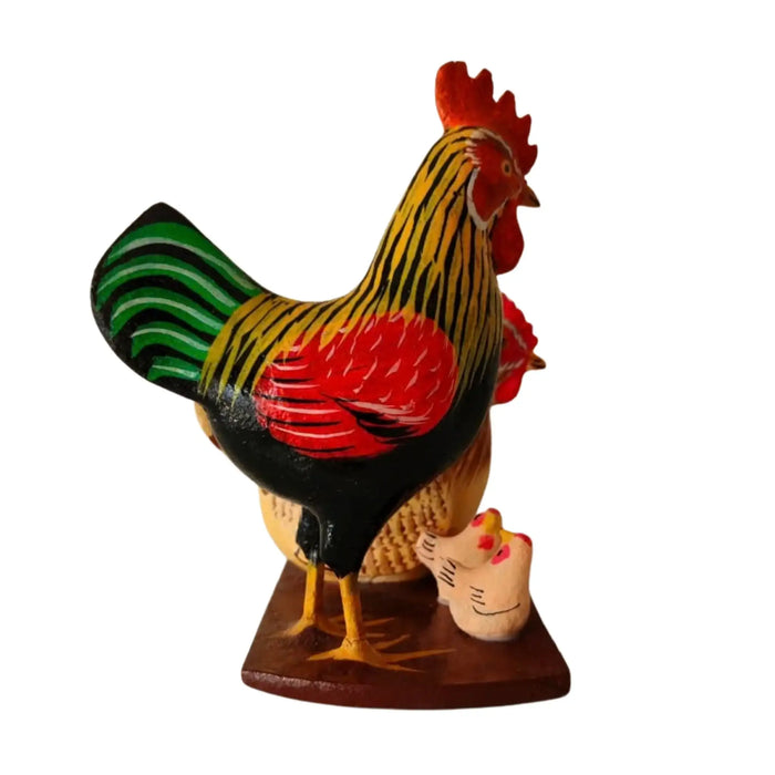 Nirmal Rooster Family Toy: handcrafted wooden roosters for play and decor.