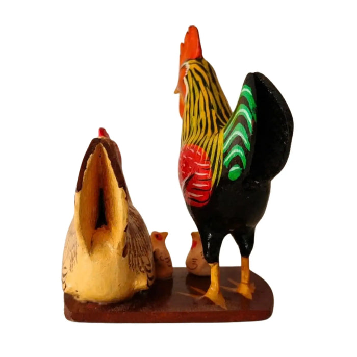 Nirmal Rooster Family Toy: a set of charming wooden rooster toys.