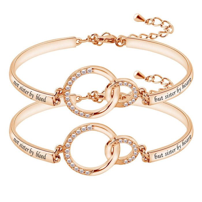 Best Friend Bracelets for Women Friendship Charm Inspirational Bracelets Rose Gold*2 Bracelet For Woman MelodyNecklace
