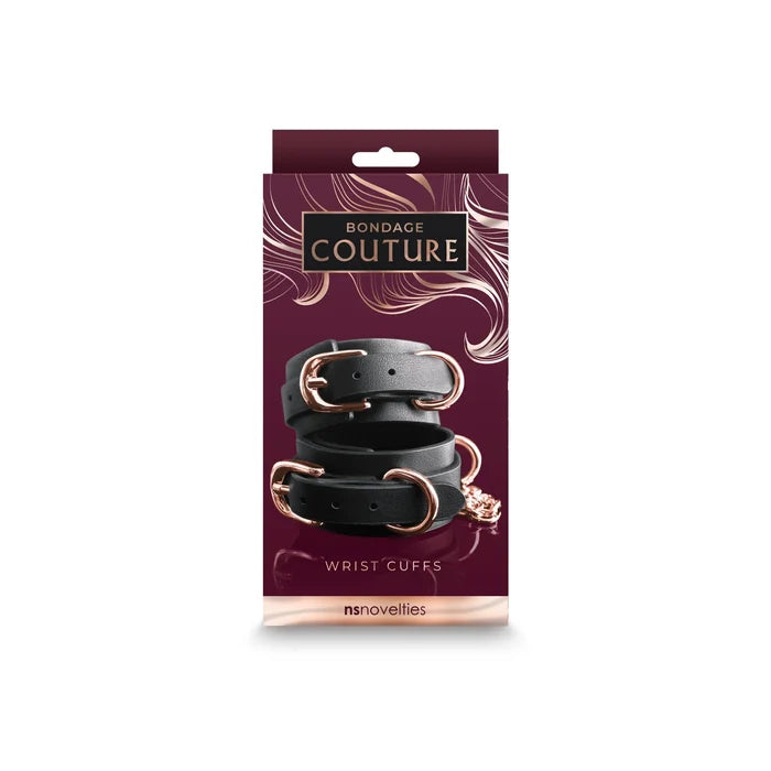 NS Novelties Bondage Couture Vinyl Wrist Cuffs - Premium Adjustable Restraints