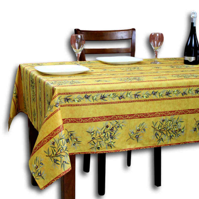 Nyons Olive Classic Allover Spill-Resistant Square Tablecloth — Soleil - Sweet Us