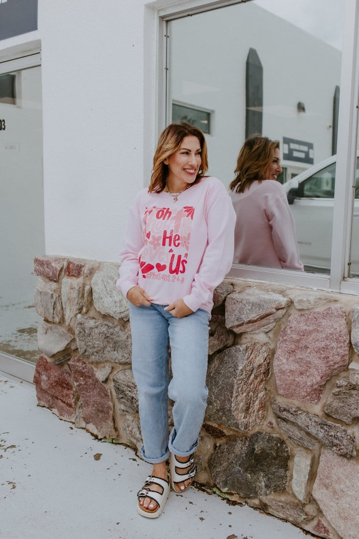 Oh How He Loves Us Graphic Pullover - FINAL SALE - Macoma Boutique555 Presales