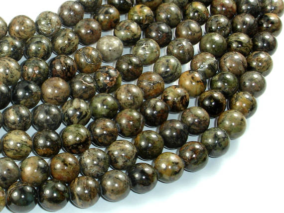 Orange Dendritic Jade Beads, 10mm Round Beads-BeadBasic
