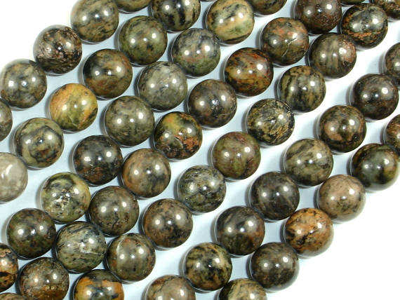 Orange Dendritic Jade Beads, 10mm Round Beads-BeadBasic