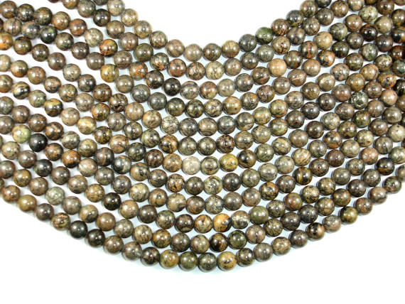 Orange Dendritic Jade Beads, 10mm Round Beads-BeadBasic