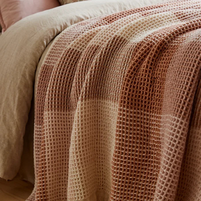 OTIS MAPLE WARM PINK WAFFLE THROW BLANKET