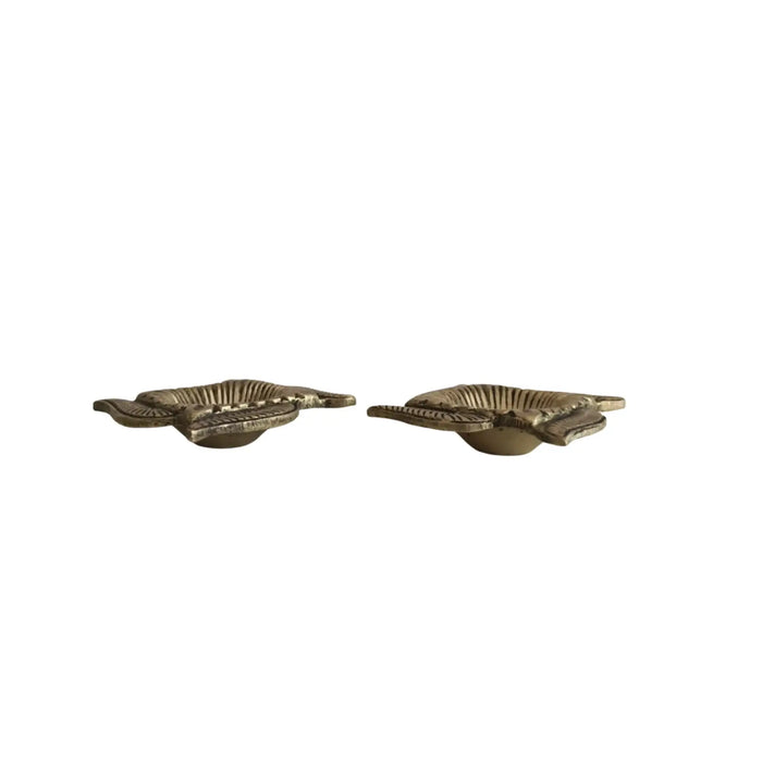 Pair of Swastik Diyas (Oil Lamps)   Brass Ware