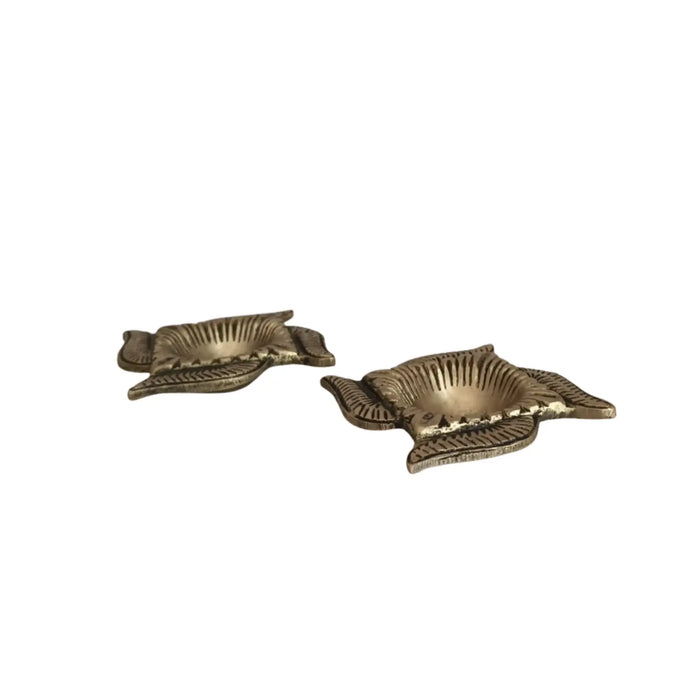 Pair of Swastik Diyas (Oil Lamps)   Brass Ware