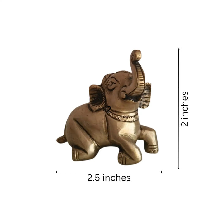 Pair of Handcrafted Brass Elephant Figurines Trunk Up Lucky Elephant Decor   Brass Ware