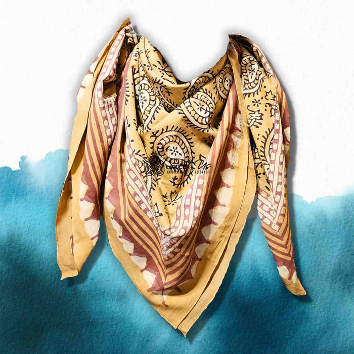 Paisley Splendor Lightweight Floral Cotton Scarf — Golden Glow - Sweet Us