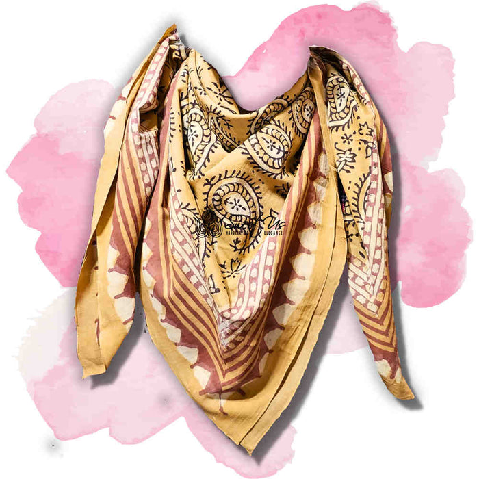Paisley Splendor Lightweight Floral Cotton Scarf — Golden Glow - Sweet Us