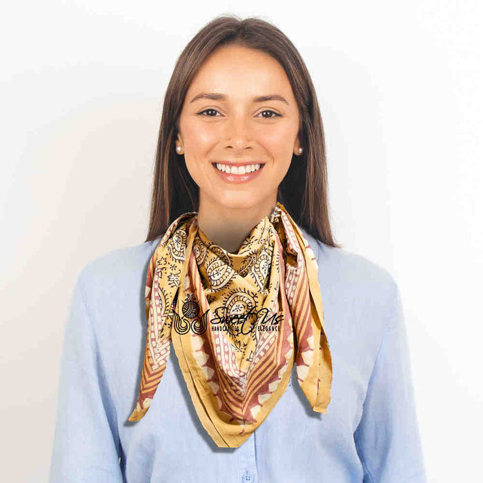 Paisley Splendor Lightweight Floral Cotton Scarf — Golden Glow - Sweet Us
