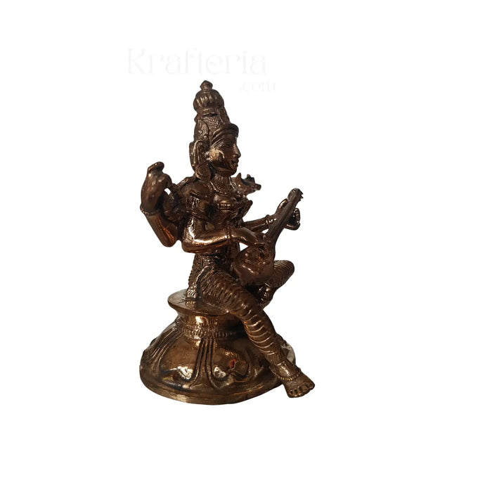 Panchaloha Goddess Saraswati Idol – Embodiment of Wisdom Karthick's metal art