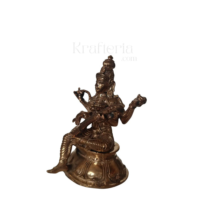 Panchaloha Goddess Saraswati Idol – Embodiment of Wisdom Karthick's metal art