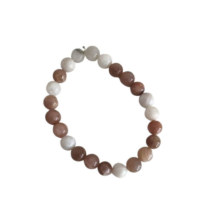 Peach & White Natural Crystal Bead Bracelet | Rose quartz   Fashion