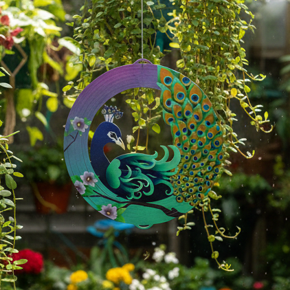 PEACOCK - COLOURED - STAINLESS STEEL WIND WHIRL SPINNER