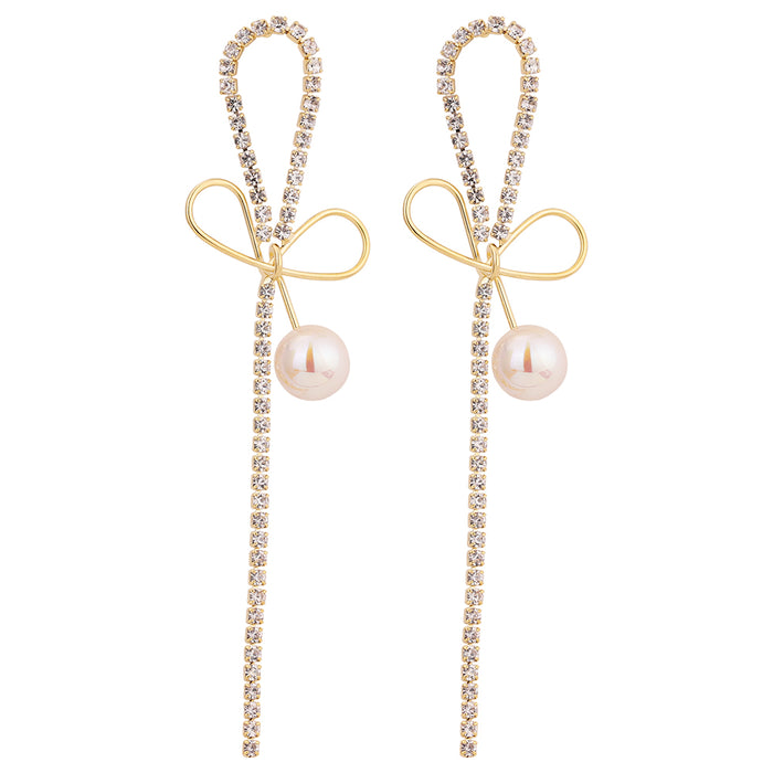 Pearl Earrings with Bowknot Design