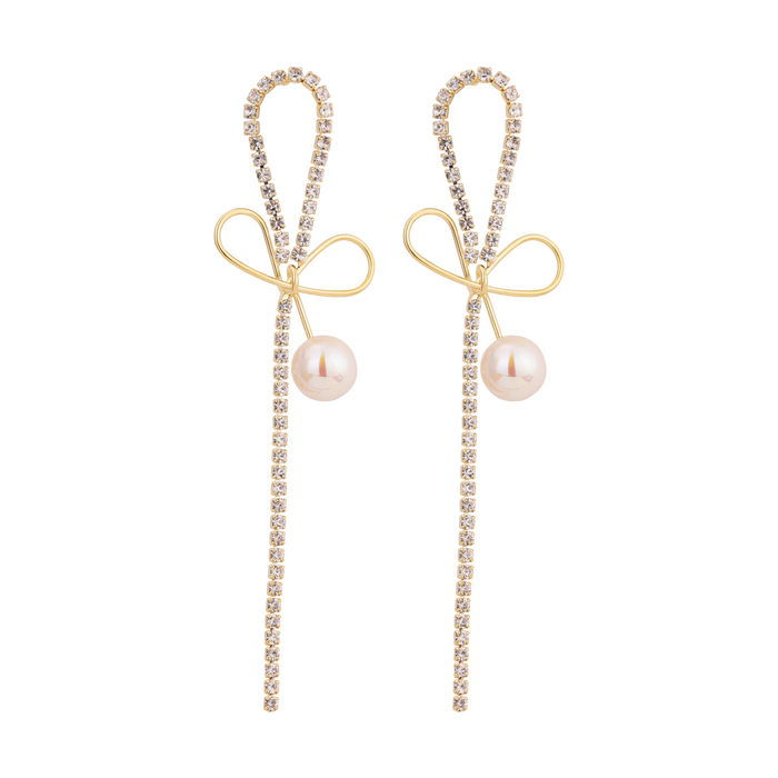 Pearl Earrings with Bowknot Design