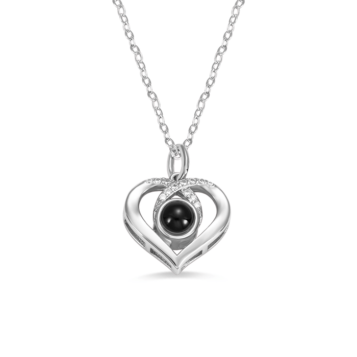 Personalized"100 Languages" I Love You Photo Necklace Silver Necklace MelodyNecklace