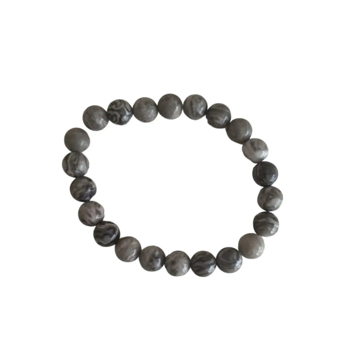 Picasso Jasper Beaded Bracelet – Gray Stone Healing Bracelet   Fashion