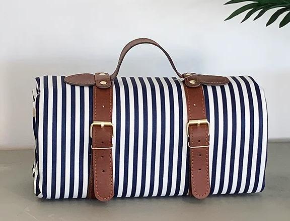 PICNIC BLANKET - HAMPTONS  & NAVY WHITE STRIPED