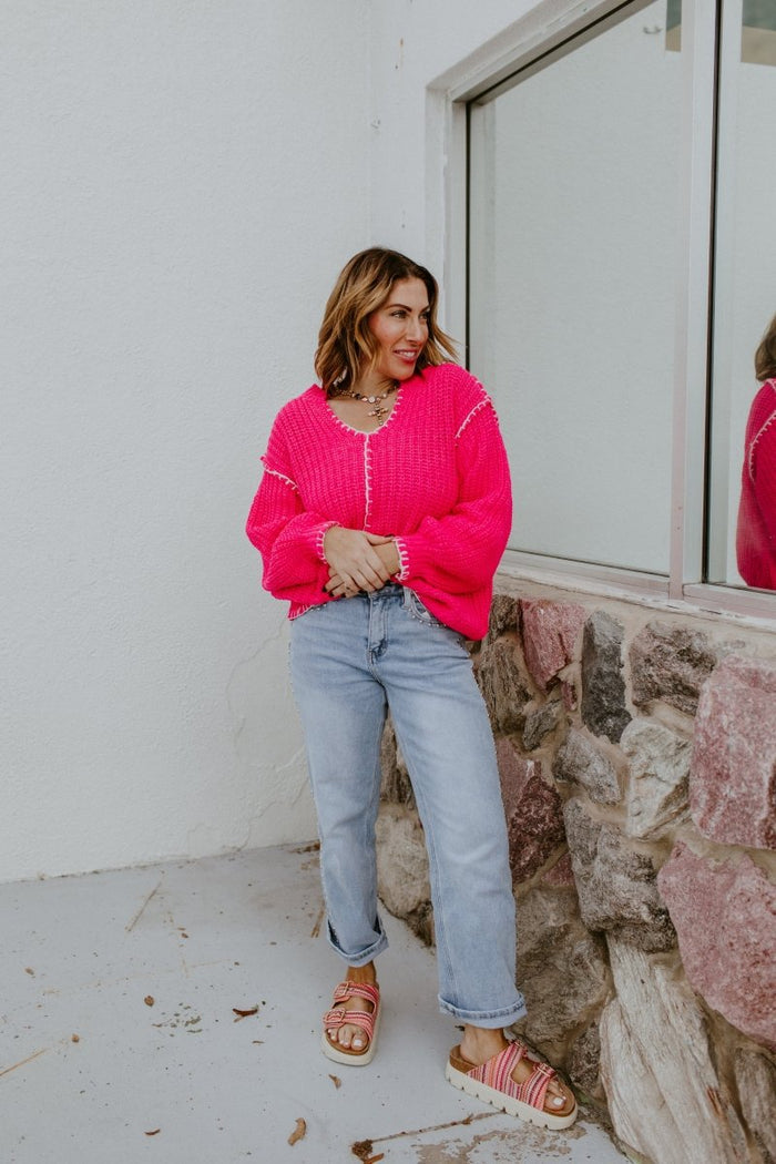 Pink About It Sweater - Macoma Boutique120 Long Sleeve