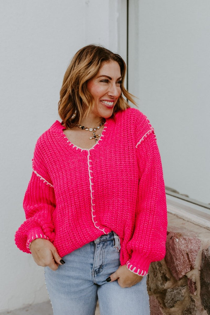 Pink About It Sweater - Macoma Boutique120 Long Sleeve