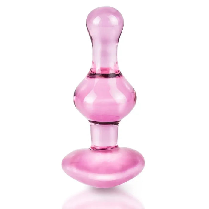 Pipedream® Icicles® No 75 Pink Heart Glass Butt Plug - Rolik®