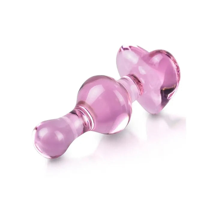 Pipedream® Icicles® No 75 Pink Heart Glass Butt Plug - Rolik®