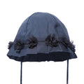 PLAIN NAVY SUMMER HAT W/FLOWERS (0-24 MONTHS) H38-N - Kidswholesale.co.uk