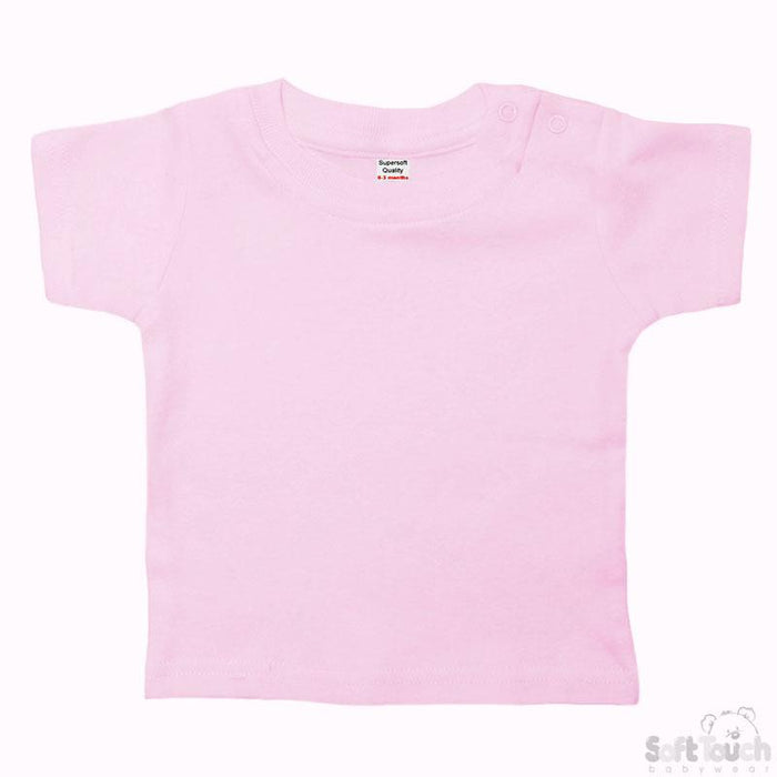 PLAIN PINK TEE SHIRT (3-6 MONTHS) TS4652-P - Kidswholesale.co.uk