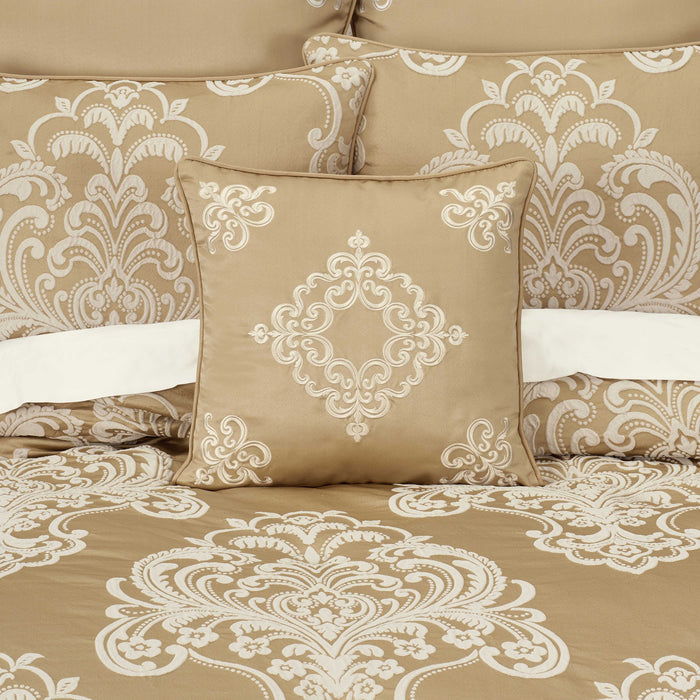 Potenza Gold Square Decorative Throw Pillow 18" x 18" Throw Pillows By J. Queen New York