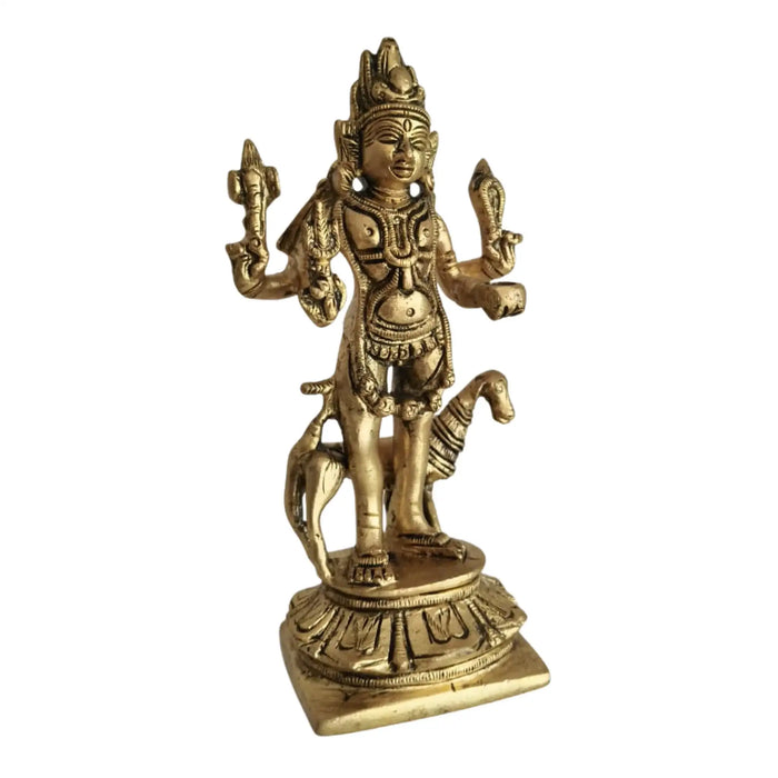 Powerful Brass Kala Bhairava Idol with Dog - Protector Deity Sculpture   Brass Ware